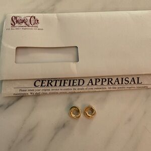 14K Yellow Gold Double Circle Knot Earring Guards Jacket Charms With Appraisal